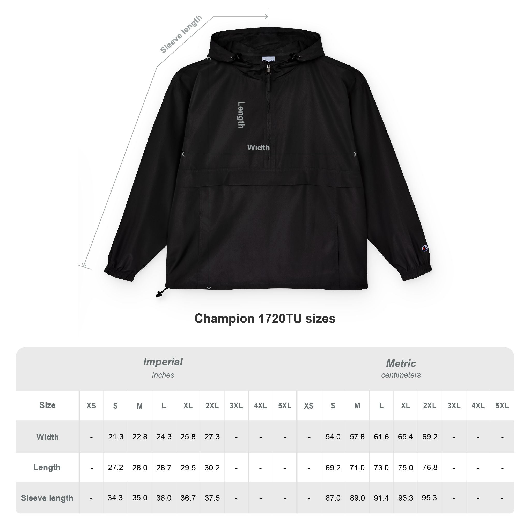 Anorak Jacket — Black Packable Windbreaker with Circular Floral Logo