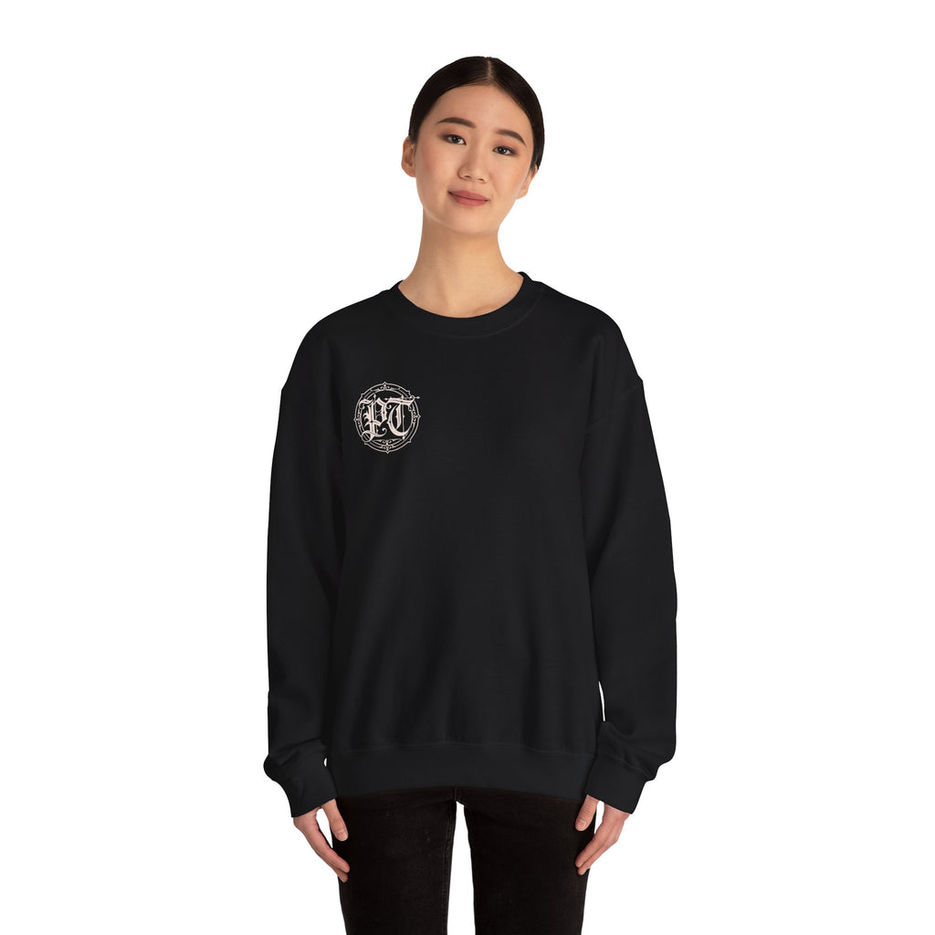 Crewneck Sweatshirt — PanicThreads Co. Vintage Gothic Logo Pullover