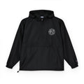 Anorak Jacket — Black Packable Windbreaker with Circular Floral Logo