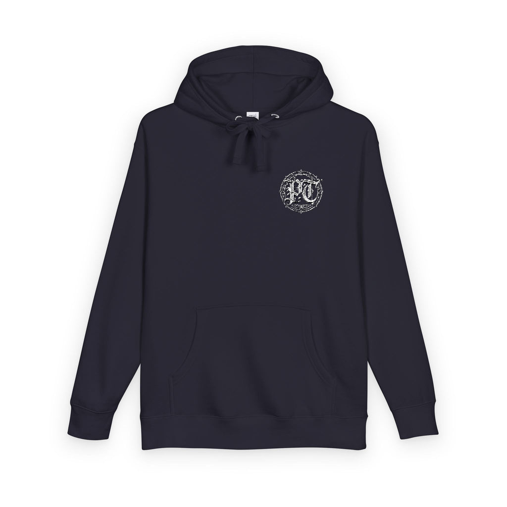 Vintage PanicThreads Hoodie — Small Chest Emblem, Cozy Fleece Pullover