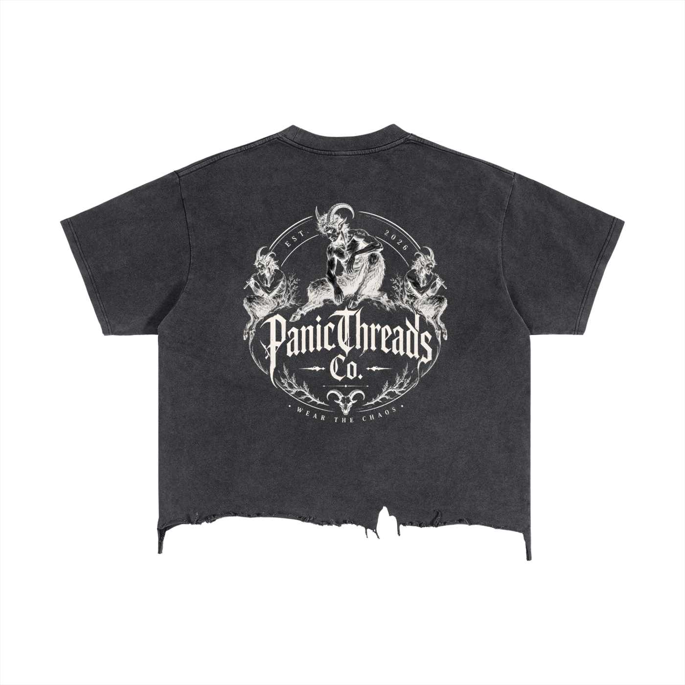 PanicThreads Co. Vintage Wash Boxy Distressed Hem T-Shirt
