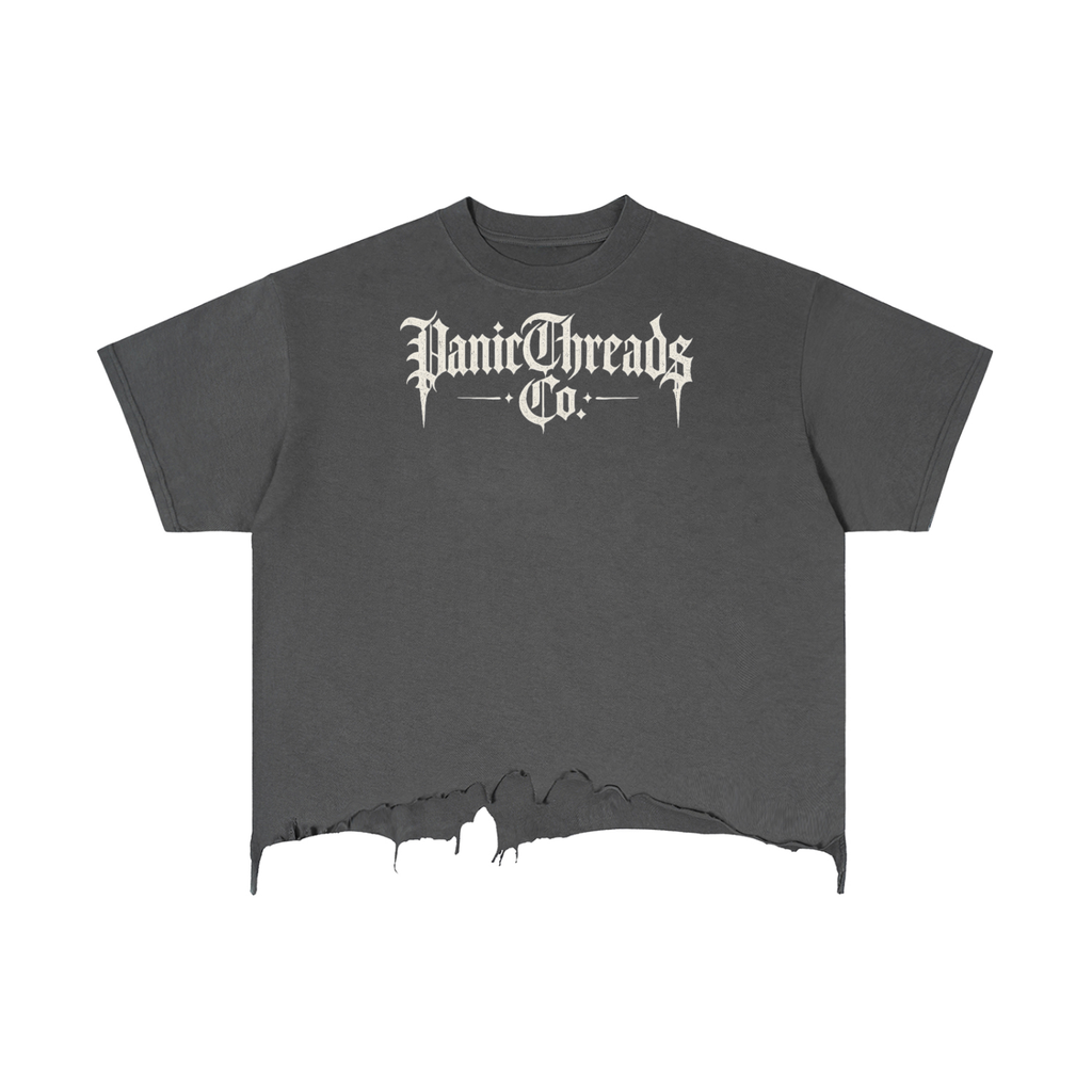 PanicThreads Co. Vintage Wash Boxy Distressed Hem T-Shirt