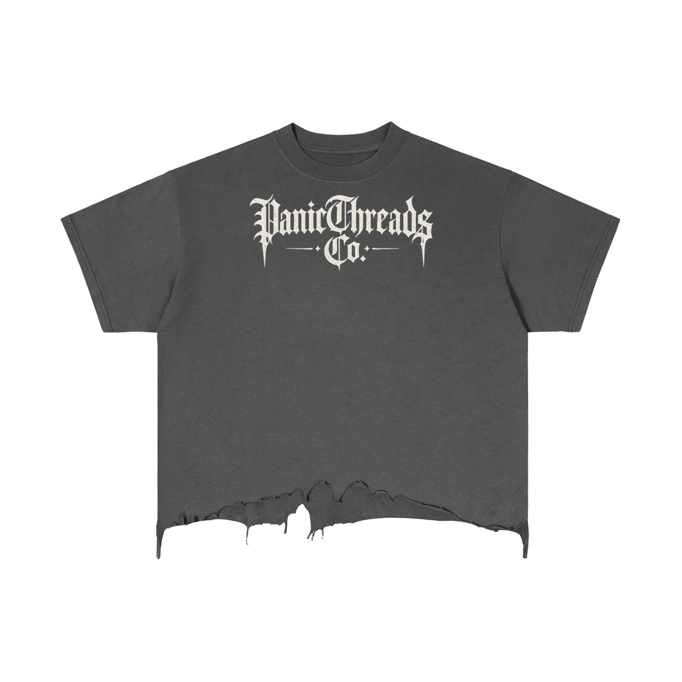 PanicThreads Co. Vintage Wash Boxy Distressed Hem T-Shirt