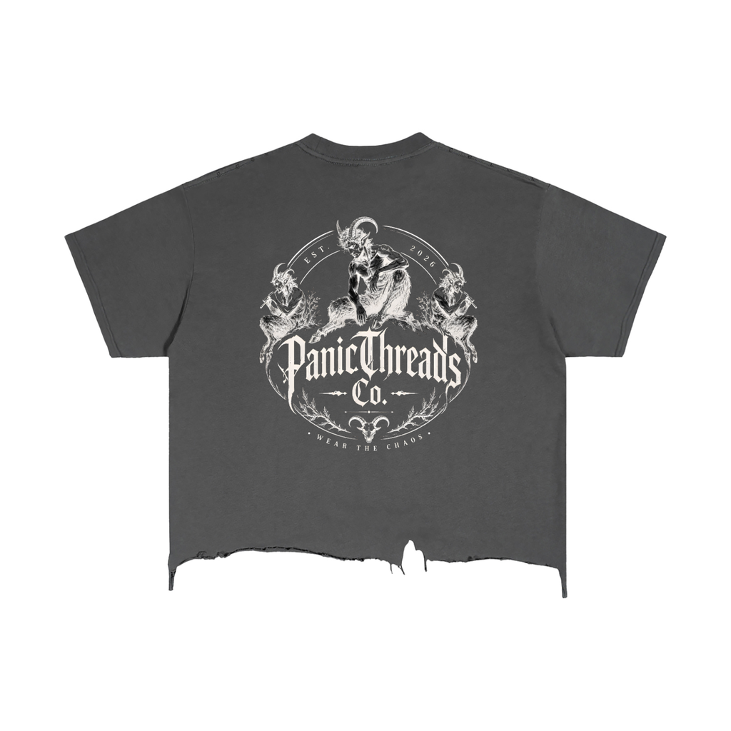 PanicThreads Co. Vintage Wash Boxy Distressed Hem T-Shirt