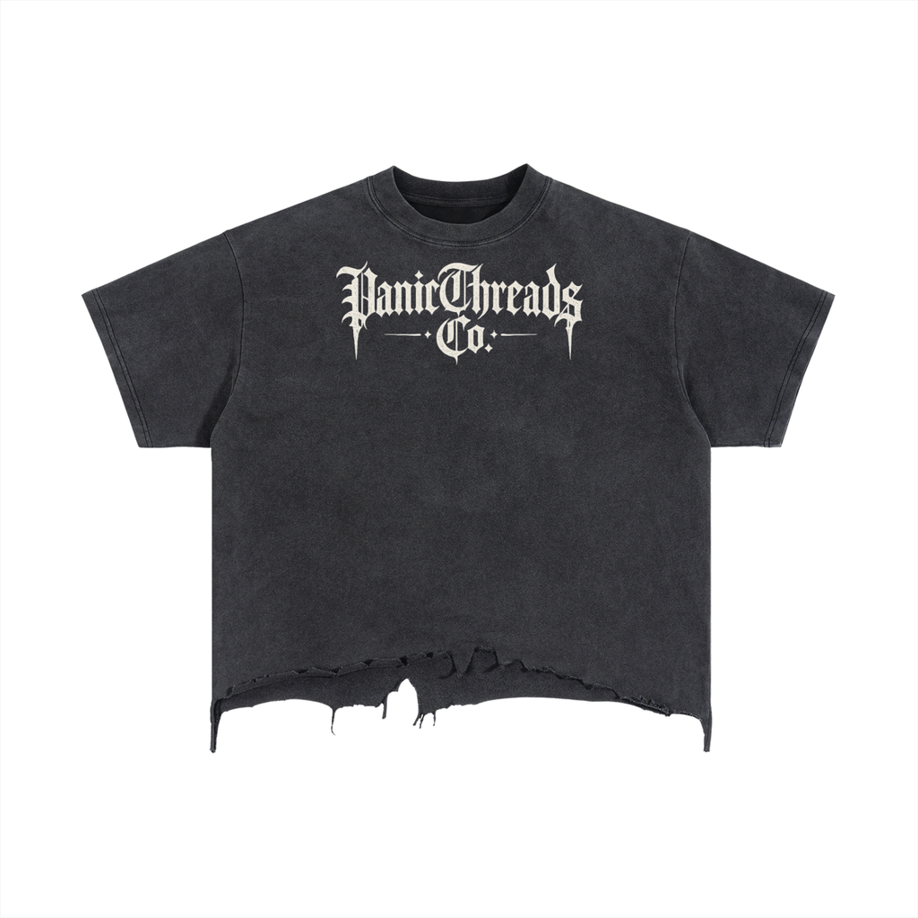 PanicThreads Co. Vintage Wash Boxy Distressed Hem T-Shirt