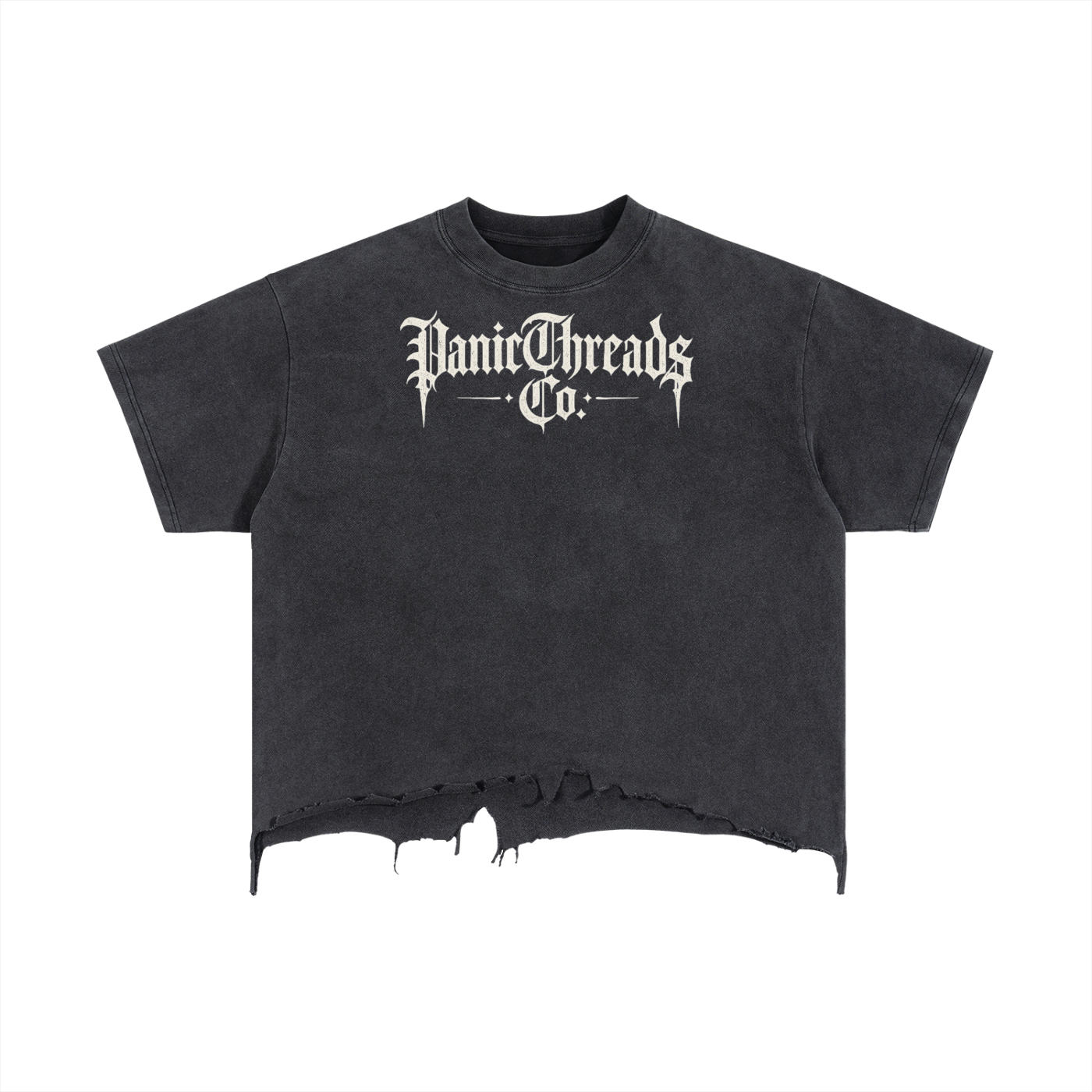 PanicThreads Co. Vintage Wash Boxy Distressed Hem T-Shirt